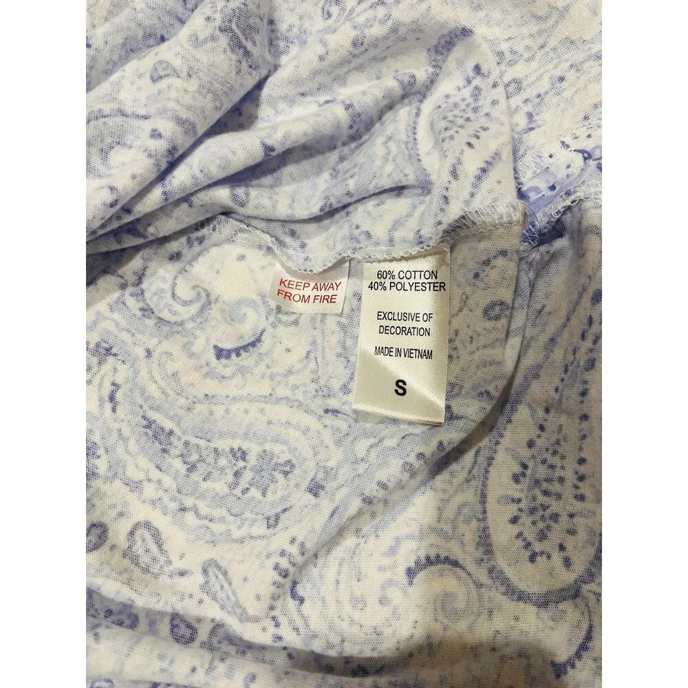 NWOT Women’s Carole Hochman Short Sleeve Blue Purple Paisley Nightshirt Size S